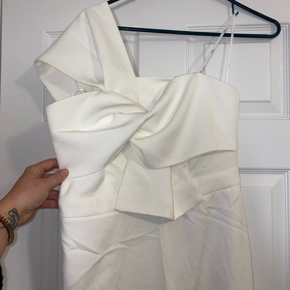 Eternal Vow Ivory One-Shoulder Sleeveless Bow-Front Jumpsuit - Picture 6 of 6